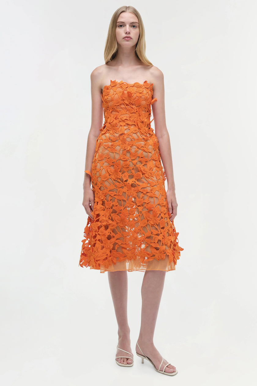 FLEURELLA  APPLIQUE MIDI DRESS