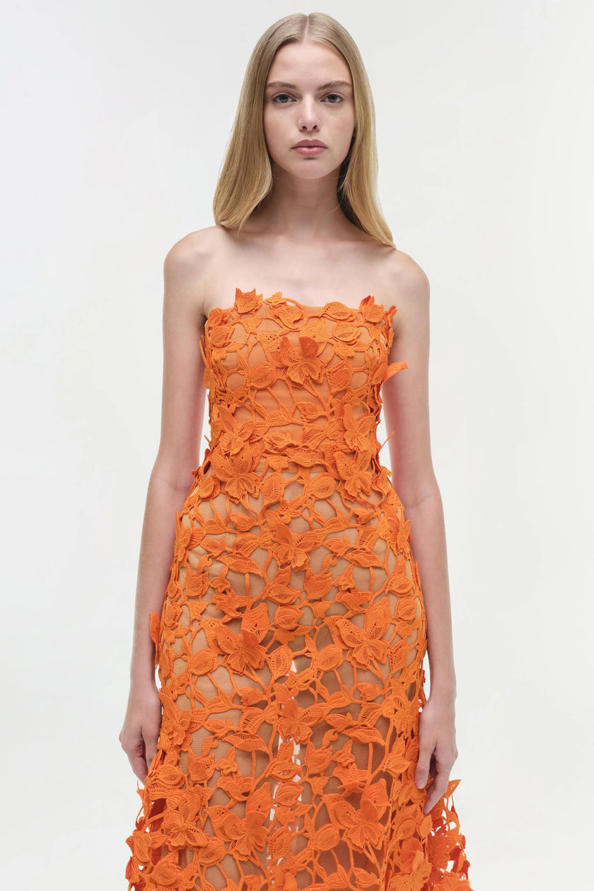 FLEURELLA  APPLIQUE MIDI DRESS