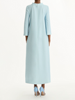LONG SLEEVE PORCELAIN FLOWERS WOOL CAFTAN