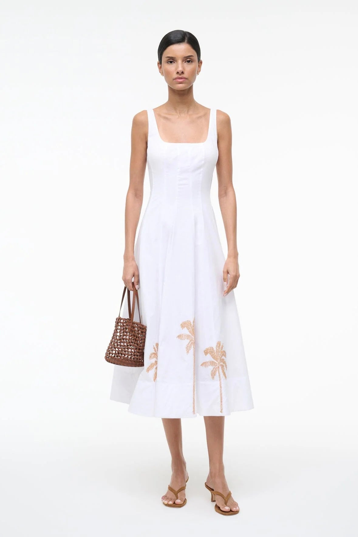 WELLS DRESS PALM EMBROIDERY