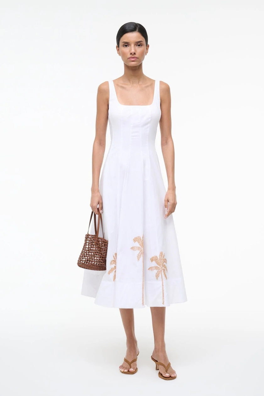 WELLS DRESS PALM EMBROIDERY