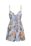 MIRO MINI DRESS IN FLORA MEADOW LIGHT BLUE