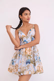 MIRO MINI DRESS IN FLORA MEADOW LIGHT BLUE