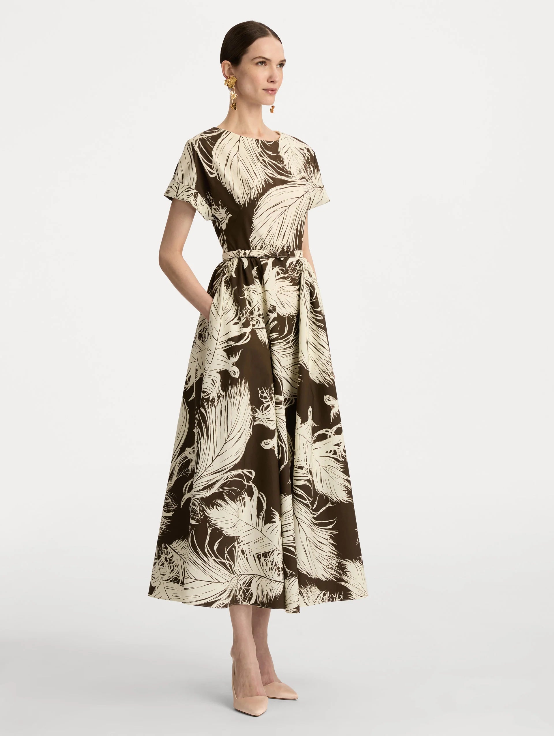 FEATHER COTTON POPLIN DRESS