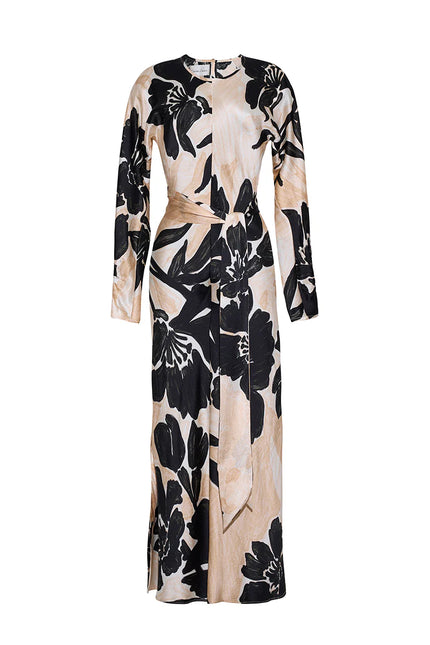 MONTGOMERY MIDI DRESS IN FLORA SHADOW GINGER