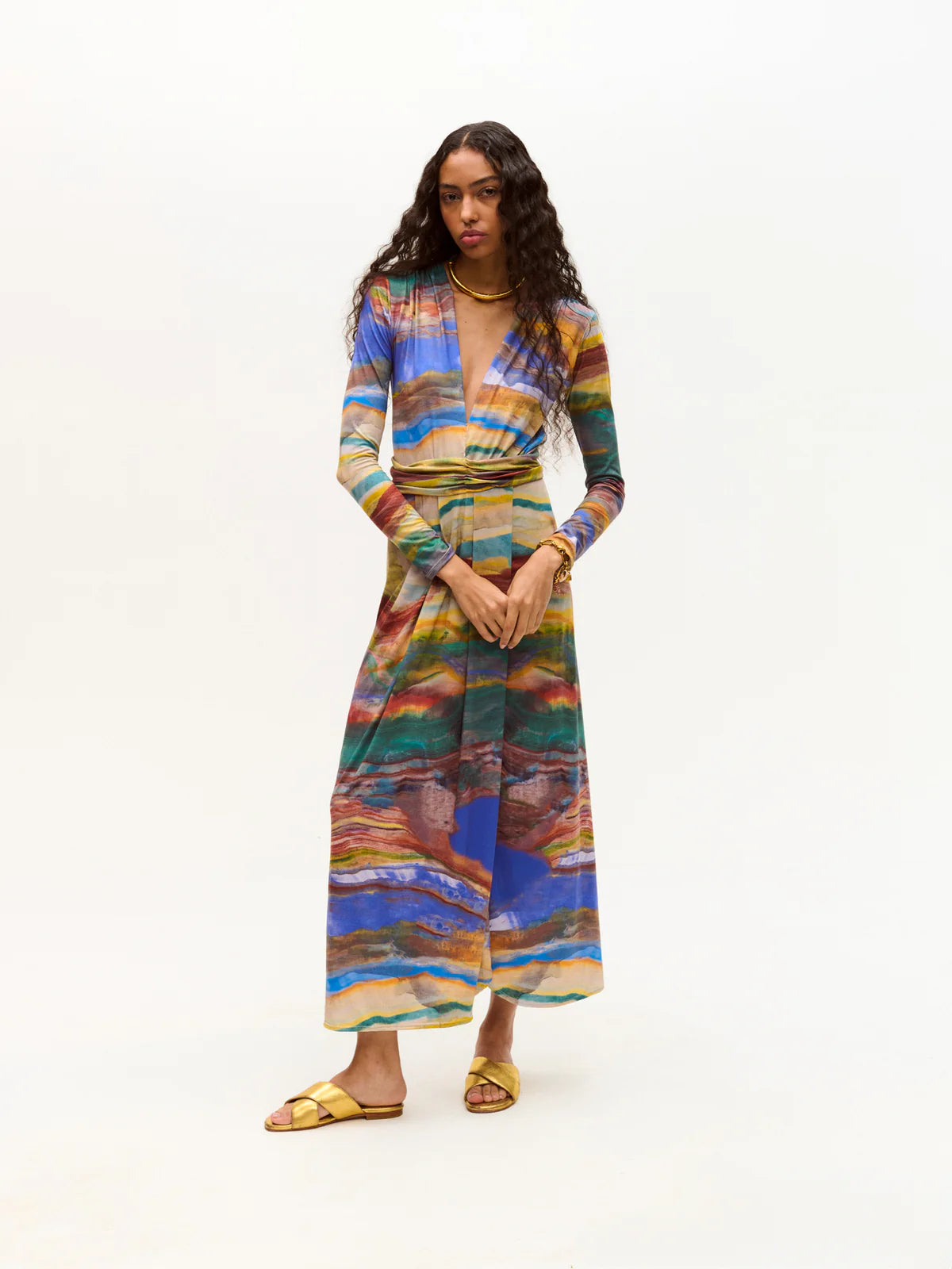 RENATA DRESS IN MARBLE PRINT