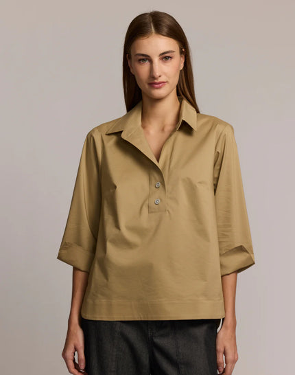 AILEEN THREE QUARTER SLEEVE BUTTON BACK TOP