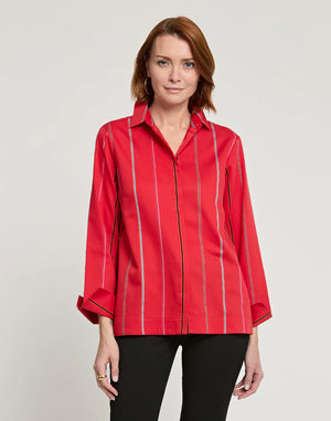 XENA LONG SLEEVE SATIN STRIPE SHIRT