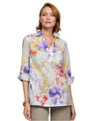 VICKY THREE QUARTER SLEEVE WATERCOLOR FLORAL SHIRT