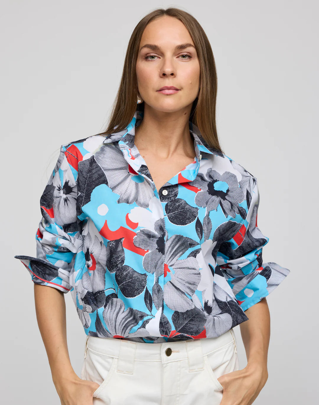 HALSEY LONG SLEEVE POP ART FLOWER SHIRT