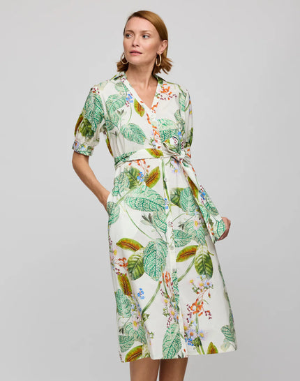 LUCA ELBOW SLEEVE BOTANICAL FLORAL DRESS