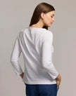 GISSEL THREE QUARTER SLEEVE BOATNECK DOUBLE KNIT PANEL SHIRT