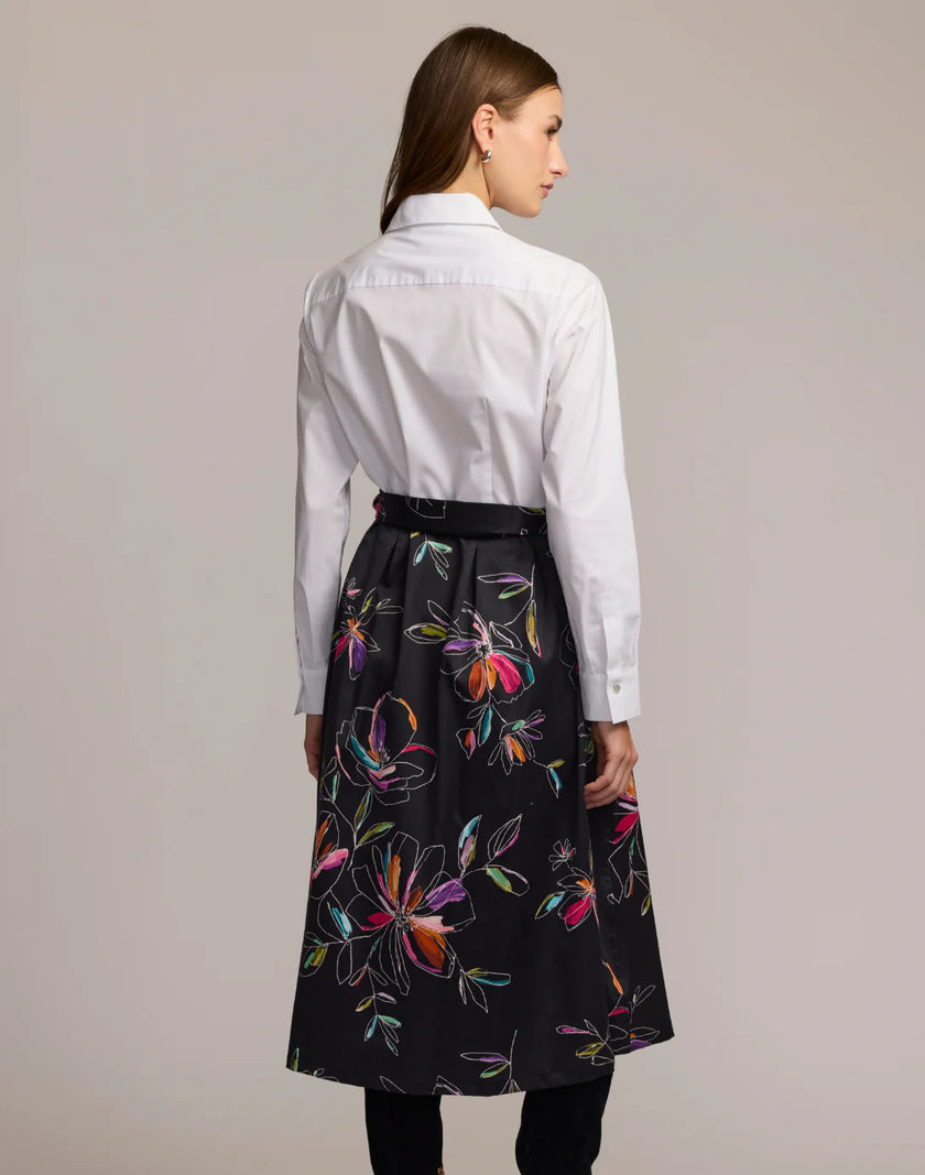 ROBIN LONG SLEEVE EMBROIDERED FLORAL STENCIL DRESS