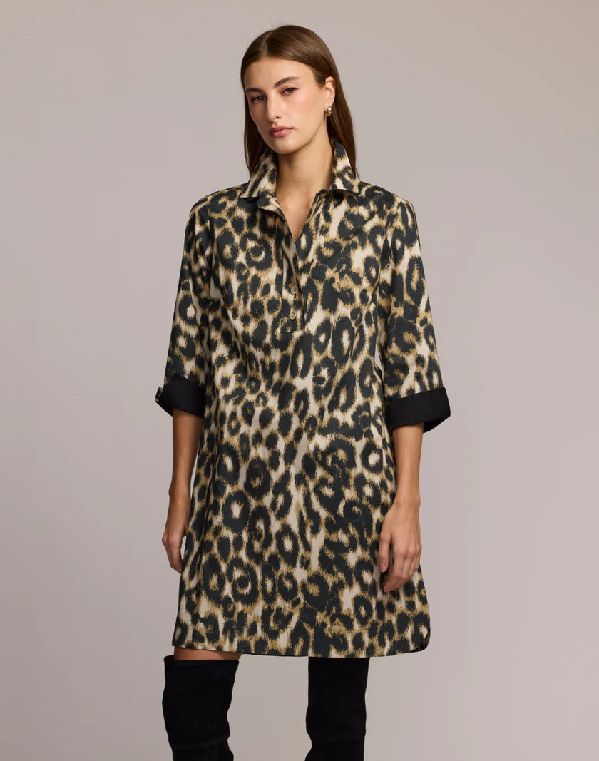 AILEEN THREE QUARTER SLEEVE ANIMAL PRINT DRESS