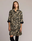 AILEEN THREE QUARTER SLEEVE ANIMAL PRINT DRESS
