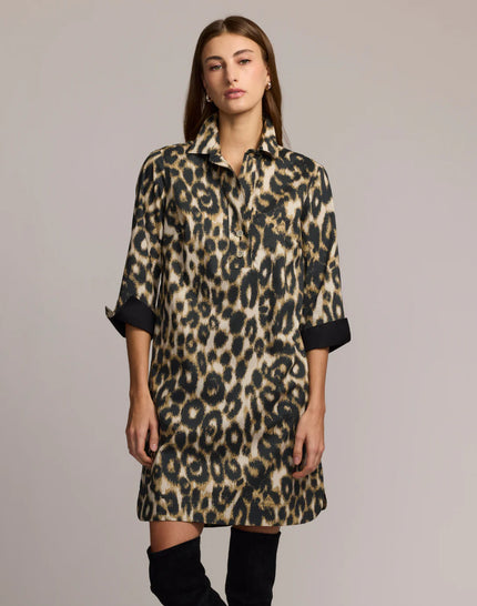 AILEEN THREE QUARTER SLEEVE ANIMAL PRINT DRESS