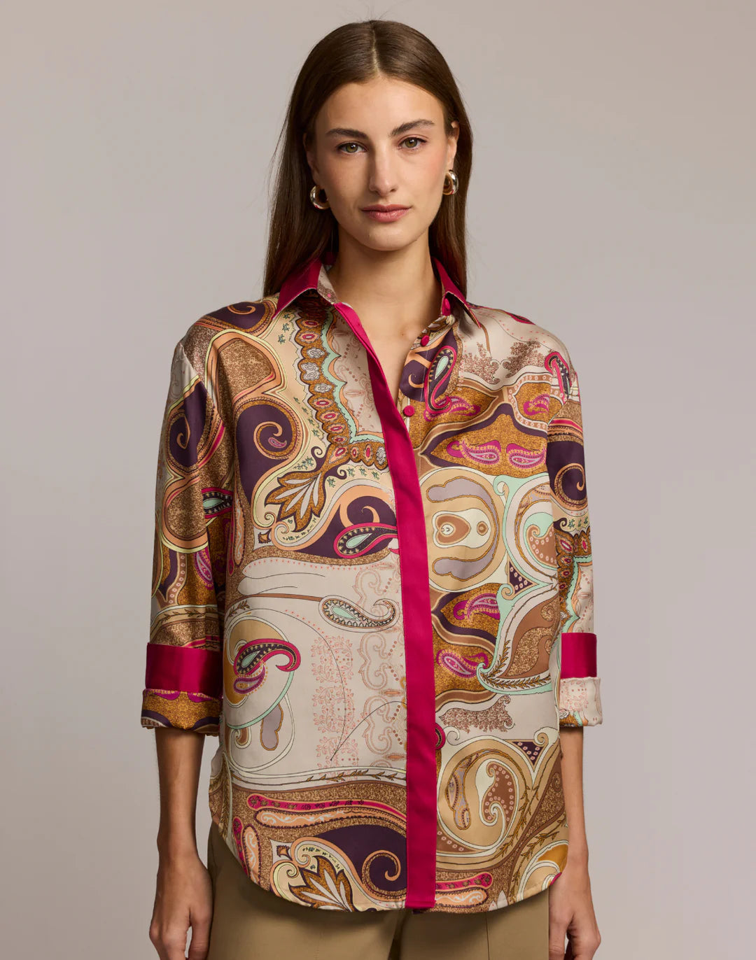 HALSEY LONG SLEEVE SCARF PRINT SHIRT