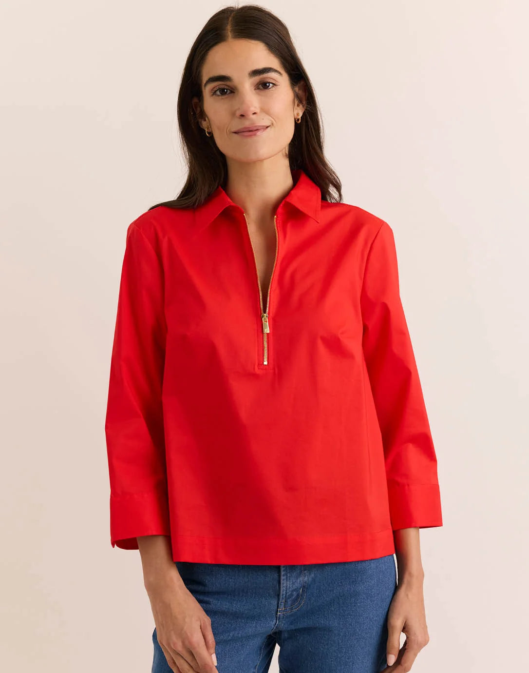 ALESSA THREE QUARTER SLEEVE TOP IN POPPY