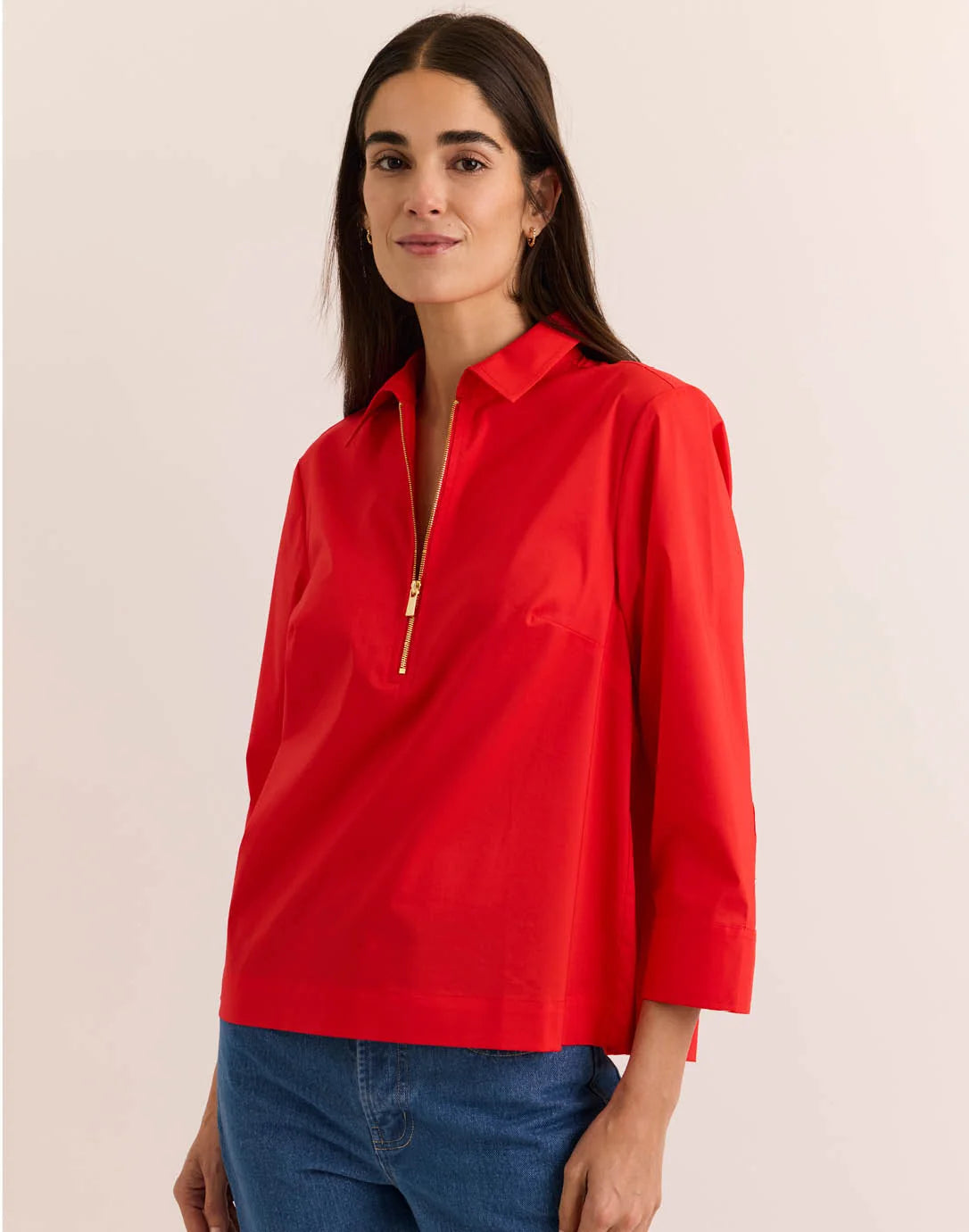 ALESSA THREE QUARTER SLEEVE TOP IN POPPY
