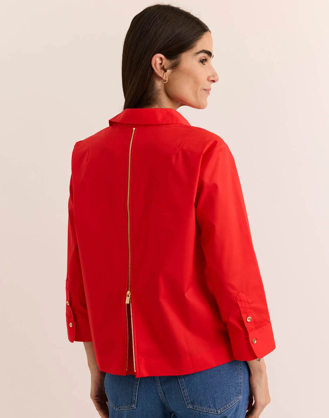 ALESSA THREE QUARTER SLEEVE TOP IN POPPY