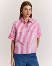 JORDAN ELBOW SLEEVE STRIPE GINGHAM SHIRT