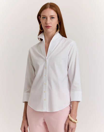 MARTHA THREE QUARTER SLEEVE NO IRON LUXE COTTON SHIRT