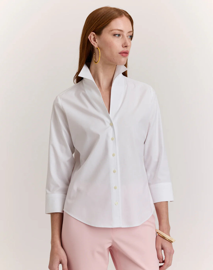 MARTHA THREE QUARTER SLEEVE NO IRON LUXE COTTON SHIRT