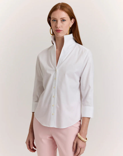 MARTHA THREE QUARTER SLEEVE NO IRON LUXE COTTON SHIRT