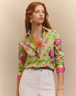 MARGOT GREEN FLORAL PRINT LONG SLEEVE SHIRT