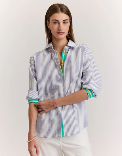 JULIANA LONG SLEEVE CONTRAST STRIPE SHIRT