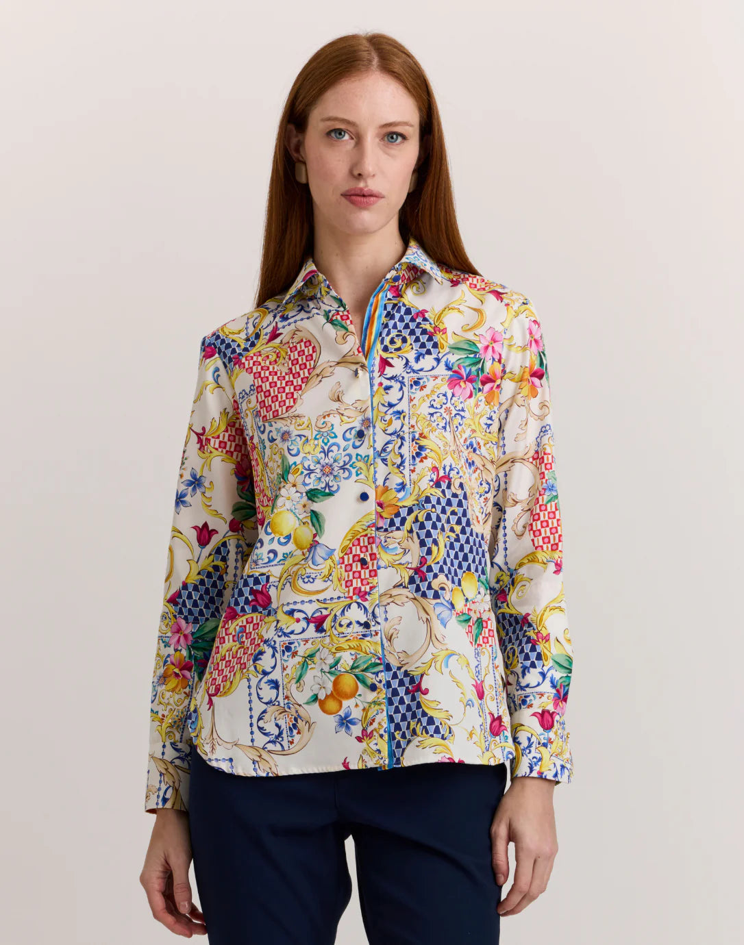 MARGOT LONG SLEEVE ALMALFI PRINT SHIRT