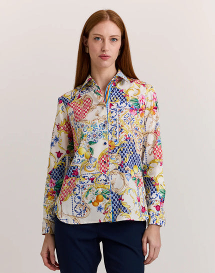 MARGOT LONG SLEEVE ALMALFI PRINT SHIRT