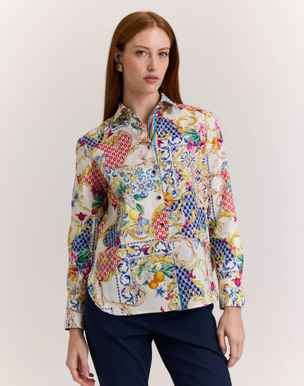 MARGOT LONG SLEEVE ALMALFI PRINT SHIRT