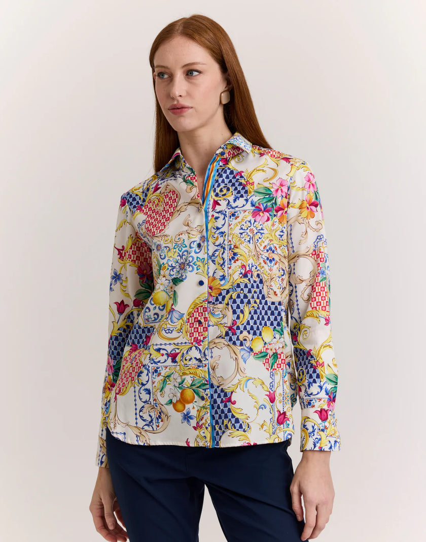 MARGOT LONG SLEEVE ALMALFI PRINT SHIRT