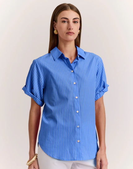 LUCIE SHORT SLEEVE PENCIL STRIPE SHIRT