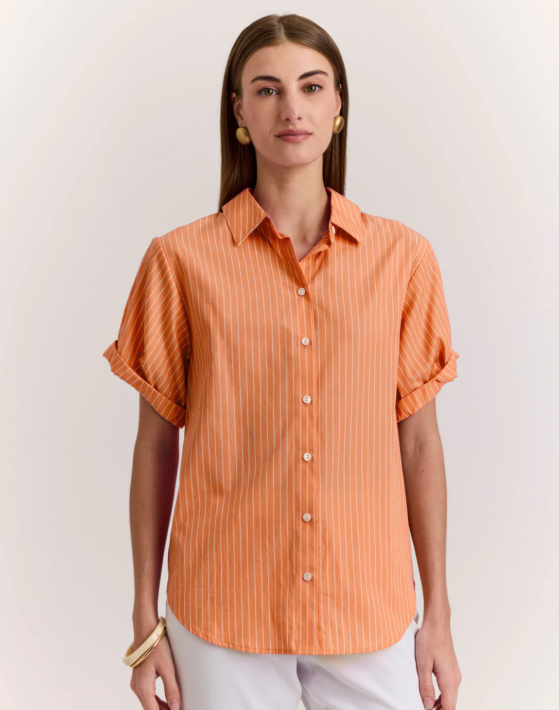 LUCIE SHORT SLEEVE PENCIL STRIPE SHIRT