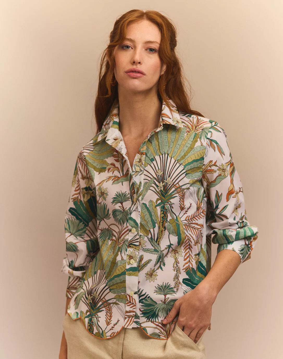 BLAIRE LONG SLEEVE AMAZONIAN PRINT SHIRT