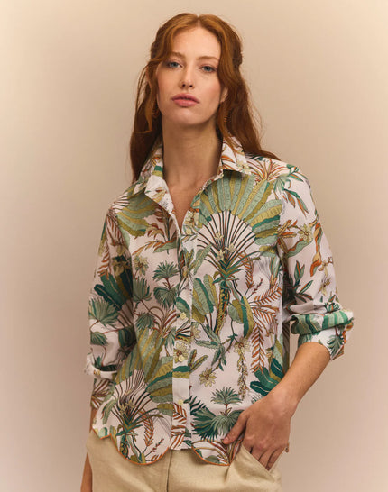 BLAIRE LONG SLEEVE AMAZONIAN PRINT SHIRT