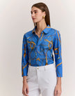 LIZETTE THREE QUARTER SLEEVE CHAIN MEDLEY PRINT TOP