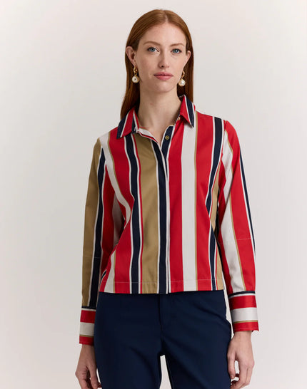 ASTRID LONG SLEEVE NAUTICAL STRIPES SHIRT