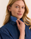 ANGELINA ELBOW SLEEVE DARK WASH DENIM DRESS