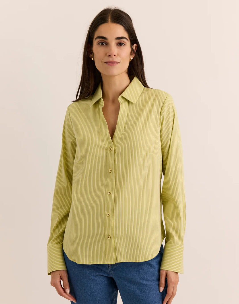 LINDSEY LONG SLEEVE RIBBON STRIPE SHIRT