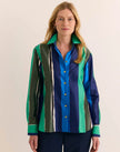 MARGOT LONG SLEEVE ABSTRACT STRIPE SHIRT
