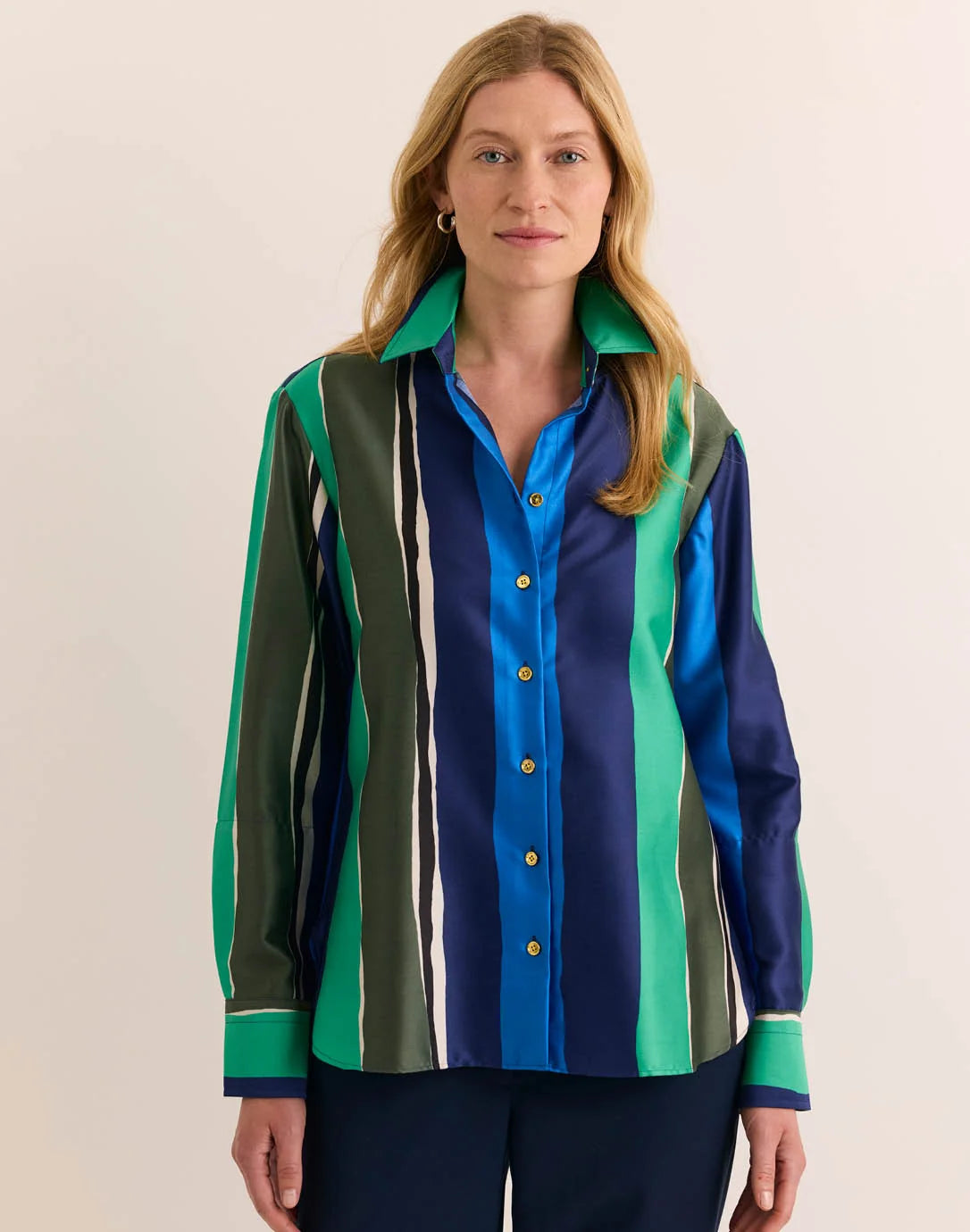 MARGOT LONG SLEEVE ABSTRACT STRIPE SHIRT