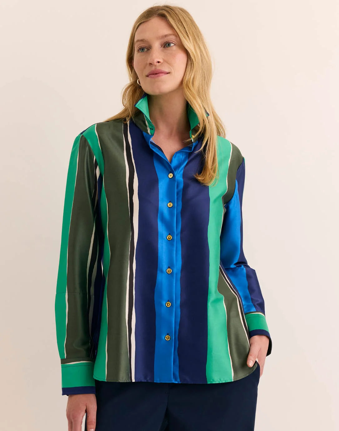 MARGOT LONG SLEEVE ABSTRACT STRIPE SHIRT