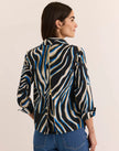 NEW XENA THREE QUARTER SLEEVE ABSTRACT ZEBRA