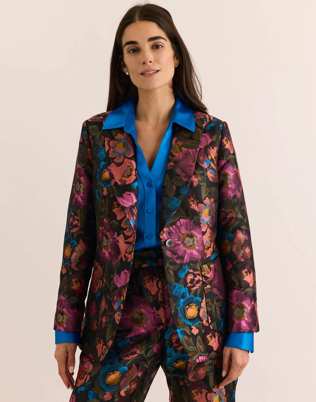 CORINNE LONG SLEEVE FLORAL BOUQUET JACQUARD JACKET