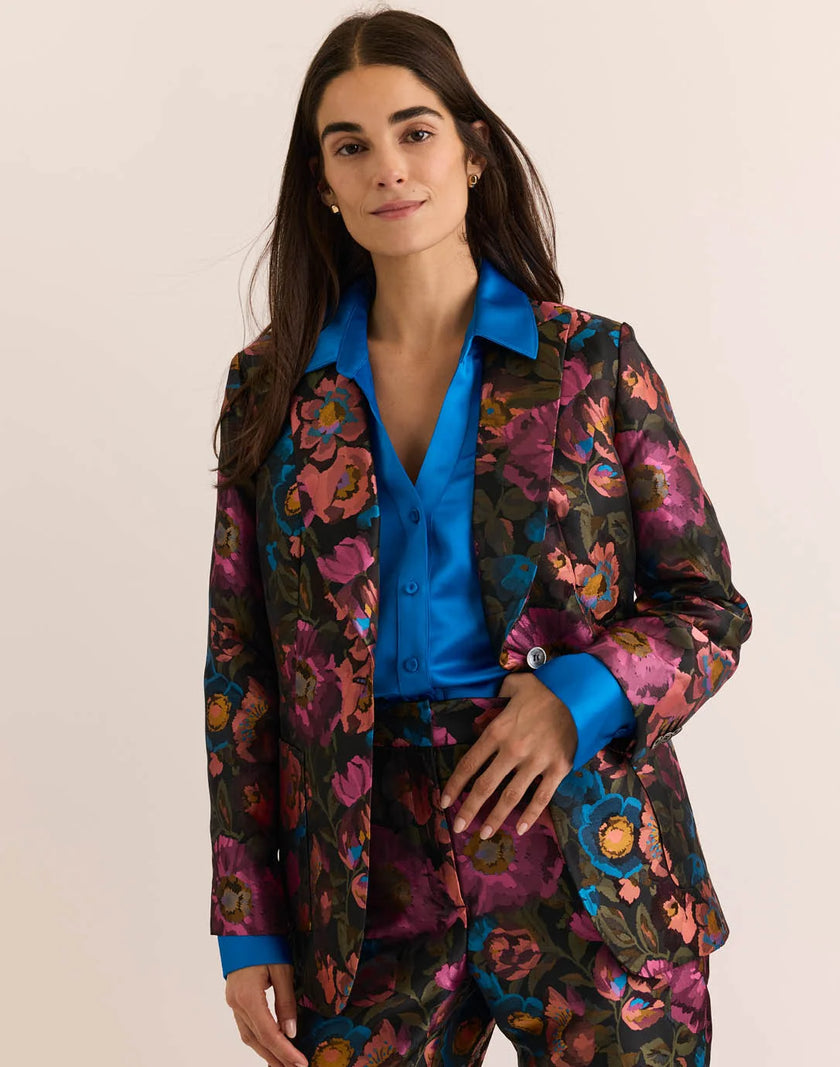 CORINNE LONG SLEEVE FLORAL BOUQUET JACQUARD JACKET