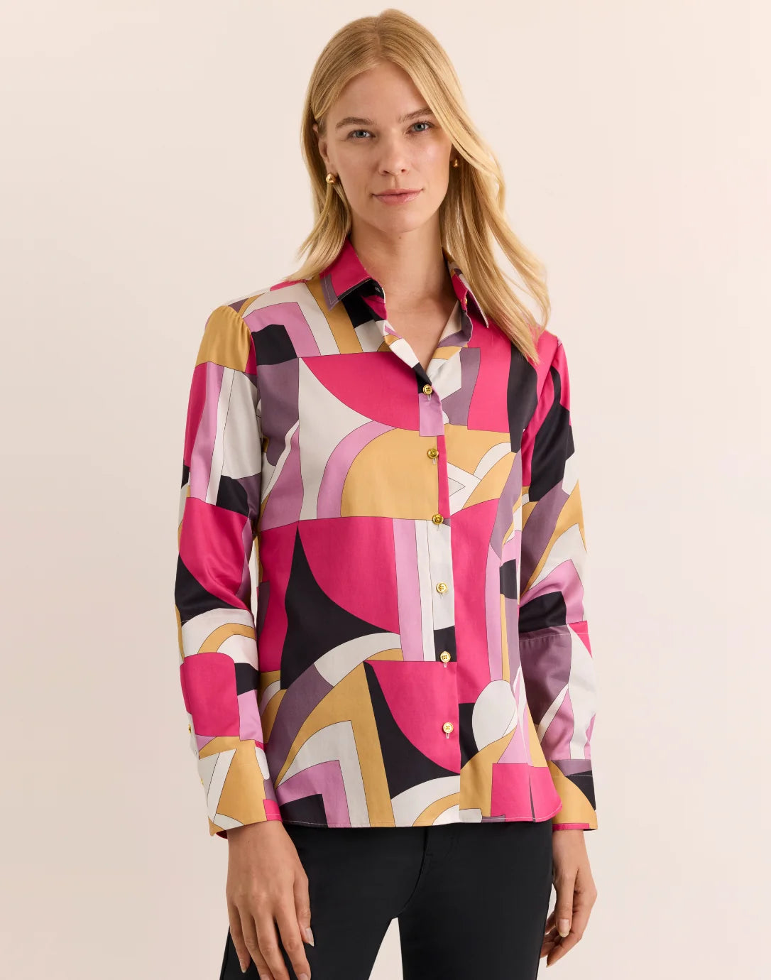 MARGOT LONG SLEEVE  ABSTRACT GRAPHIC SHIRT