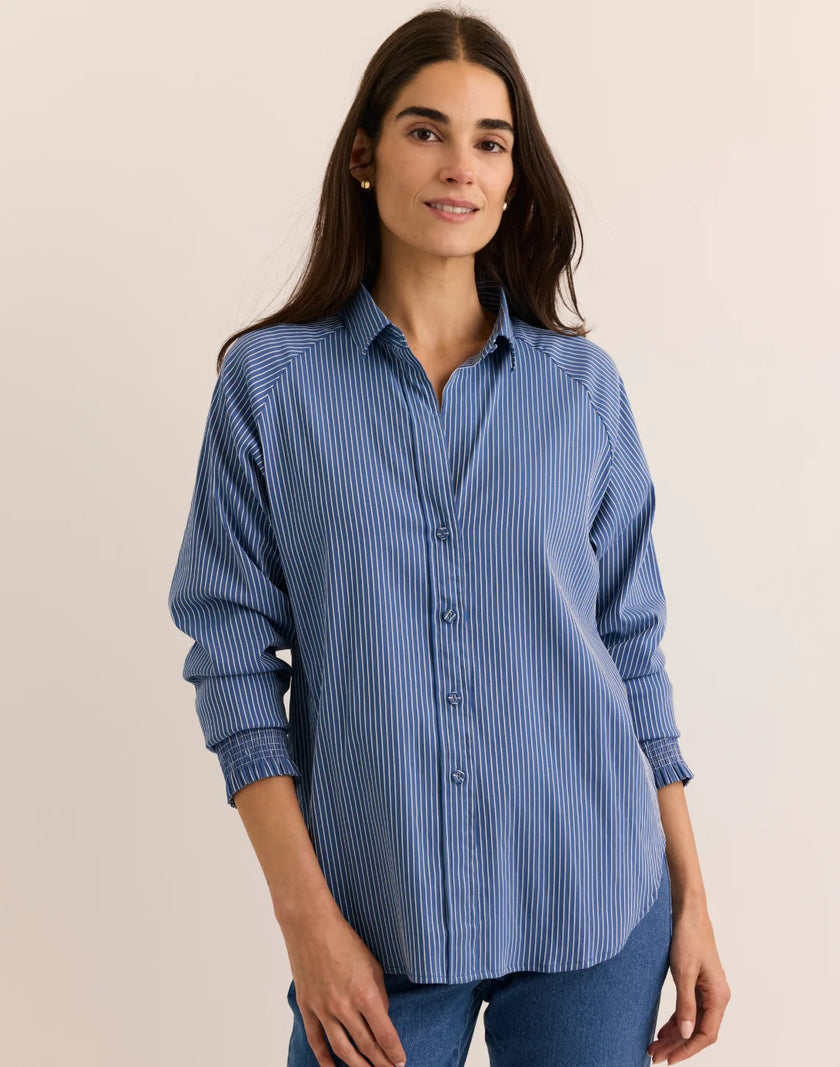 SADIE LONG SLEEVE RIBBON STRIPE SHIRT